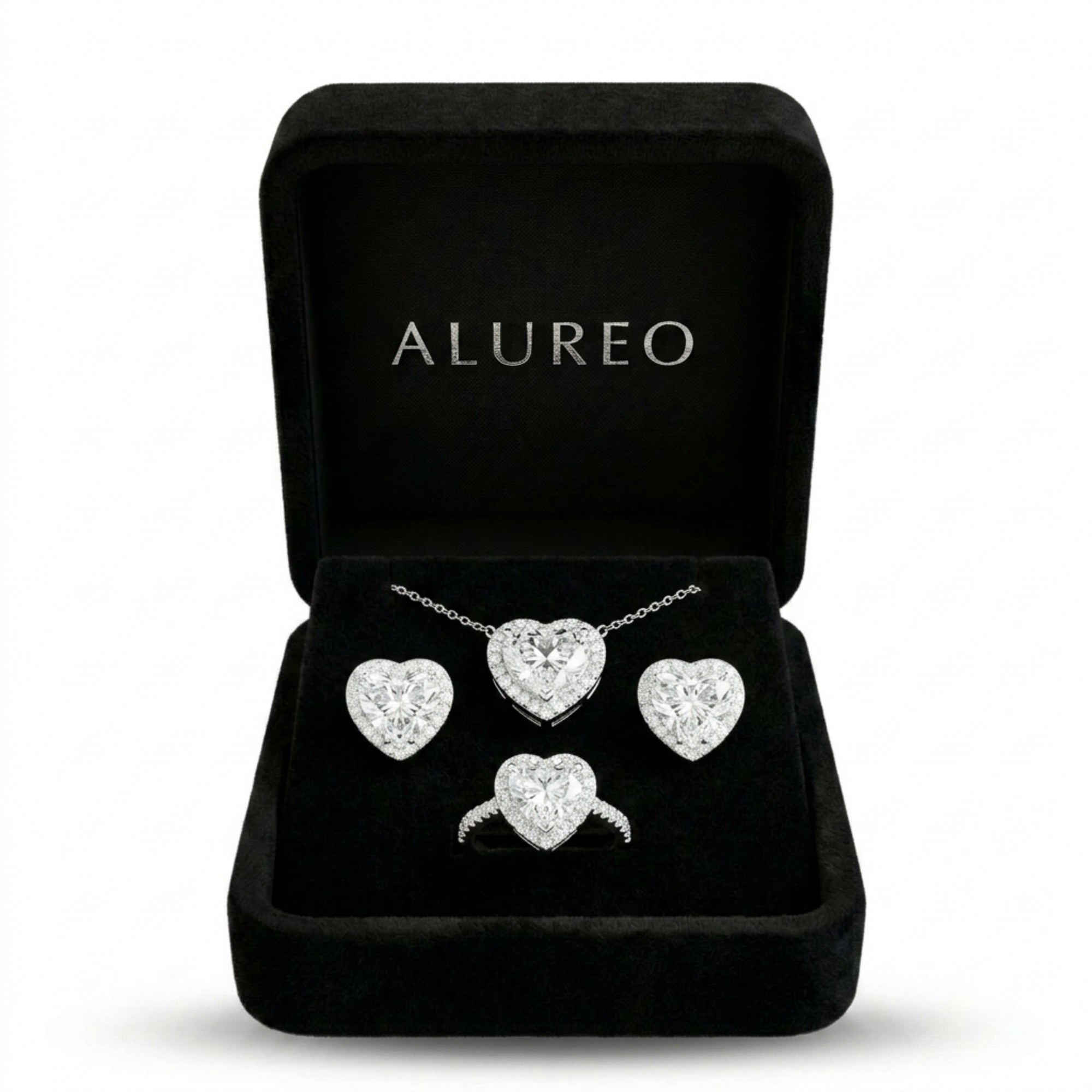 Alureo Crystal Halo Set – strieborný náhrdelník, náušnice a prsteň s kubickými zirkónmi